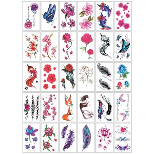 Nouveauté 2022 : Lot de 30 autocollants de tatouage lettres anglaises, petites fleurs, papillons, renards, pour <span class=keywords><strong>bras</strong></span>, hommes et femmes - Product Image 4