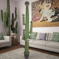 Stock luxe grand cactus artificiel PE 225CM hauteur herbe en plastique haute assurance pour intérieur bonsaï tropical extérieur fleur de palmier