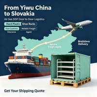 Logistique porte-à-porte DDP par voie aérienne et maritime depuis Yiwu, Chine, pour les supports à chaussures en plastique rigide, expédition vers Bratislava, Slovaquie