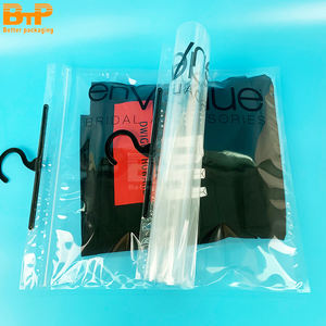 Sacs refermables personnalisés imprimés avec fermeture éclair, sacs en plastique transparent Mylar avec cintre, sacs d'emballage pour vêtements - Product Image 2