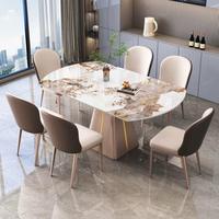 Ensemble table et chaises de salle à manger de luxe pliable en pierre frittée, rond, convertible, moderne, extensible, mobilier de maison 6 places