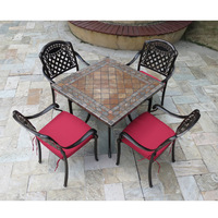 Muebles de Patio, Juegos de Muebles de Jardín para Exteriores, Mesa de Azulejos de Cerámica y Silla Moderna de Aluminio