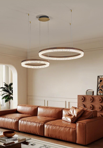 Lampadario in Legno di Noce e Rame, <span class=keywords><strong>Lampada</strong></span> <span class=keywords><strong>a</strong></span> <span class=keywords><strong>Sospensione</strong></span> LED con Anello in Resina, Elegante Estetica Cinese, per Soggiorno e Sala da Pranzo - Product Image 3