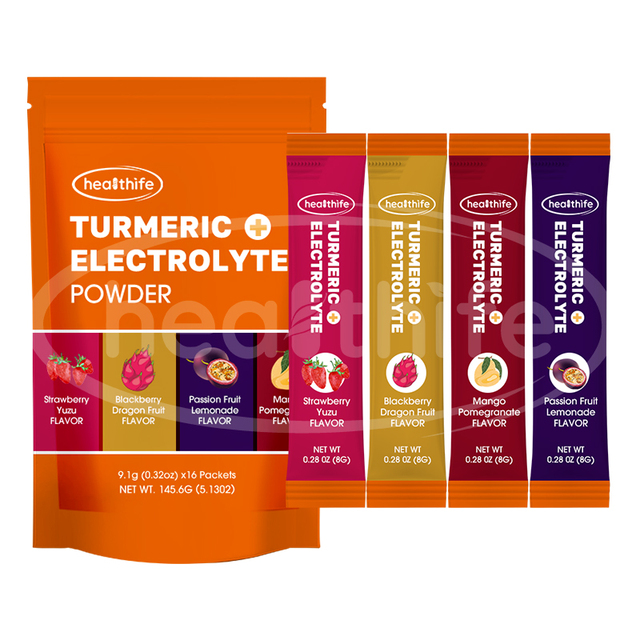 Private Label Turmeric Electrolyte Sachets Amino Acid Hydration Electrolyte Drink Powder Packets