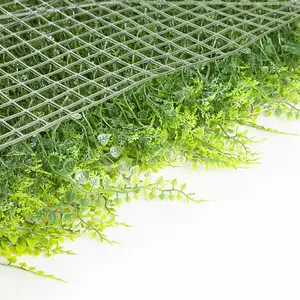 ZC Synthetic Plastic Grass Fence Panel Backdrop Artificial Green Wall With Flower Type Plants For Garden Or Wedding Decor