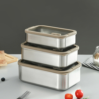 Boîte à bento personnalisée pour légumes et fruits, récipient de stockage alimentaire, couvercle en verre anti-explosion, acier inoxydable 304, étanche