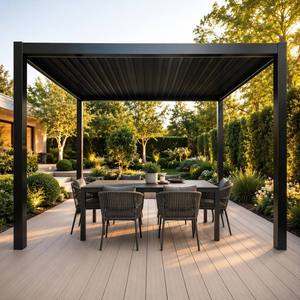 Pergola en aluminium doublement étanche, pergola à protection intégrale contre la pluie pour les zones à climat humide, pergola à lamelles en aluminium avec structure électrique - Product Image 2