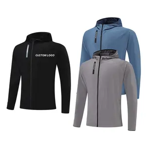 Erkekler özel Logo Sweatpants ve ceket seti egzersiz erkek ceketler Hoodie rüzgar geçirmez Joggers spor Fitness Mens için giyer