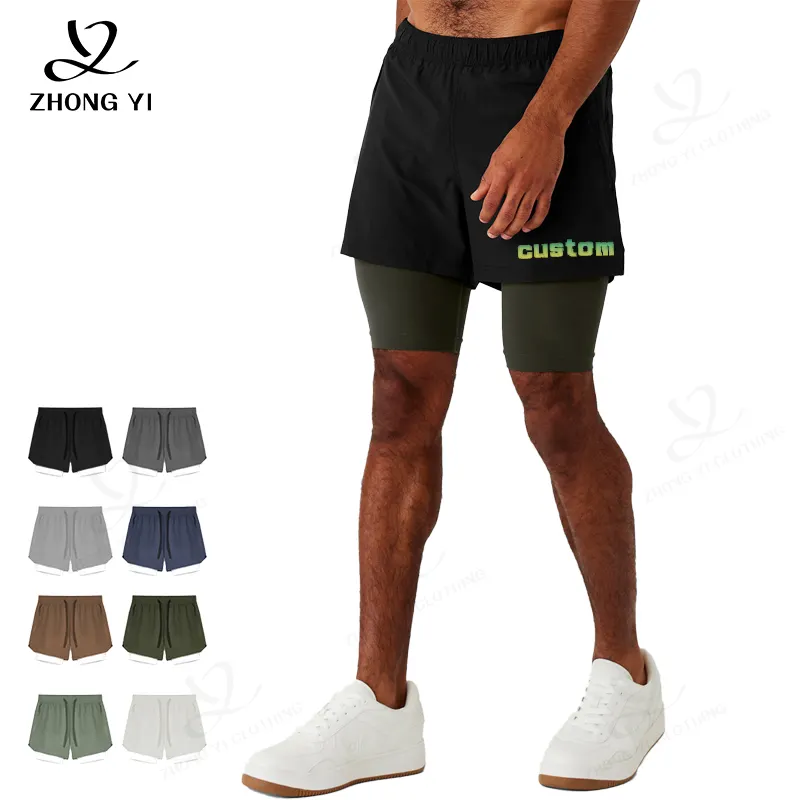 Pantaloncini sportivi estivi a 13 colori da uomo con tasche per telefono personalizzati da uomo 2 In 1 pantaloncini da ginnastica per Fitness da uomo