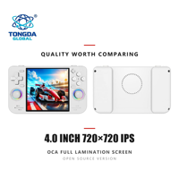 Console de jeu portable OEM à marque privée, Open Source RF40H, écran IPS 4 pouces 720x720, avec double anneau lumineux RGB 3D et joysticks, idéale pour un cadeau de Noël