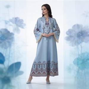 Robe Abaya élégante en polyester imprimé de luxe pour femmes musulmanes, vêtement de soirée personnalisé, vente en gros OEM - Product Image 2