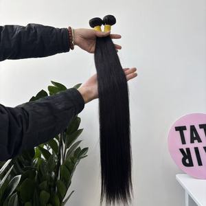 Paquets d'extensions de cheveux doublement étirés, cheveux humains super doublement étirés droits, cheveux indiens bruts cambodgiens non traités et doublement étirés - Product Image 1