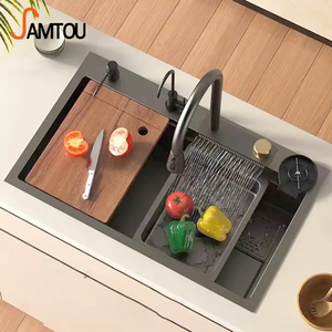 Handmade Ledge Workstation <strong>Kitchen</strong> Sink Single Bowl American Farm House Farmhouse <strong>Apron</strong> Stainless Steel 304 With Cutting Board - Product Image 1