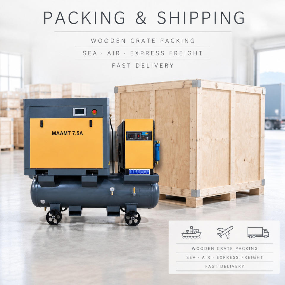 Low Noise Rotary Screw Air Compressor 62dB 5.5kW 300L Air Tank for ...