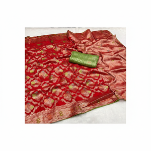 Saree en crêpe georgette pure Mysore avec meenakari lourd et tissage jacquard riche Vêtements ethniques de qualité supérieure pour les occasions spéciales - Product Image 1