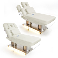 Table de massage électrique de luxe réglable avec base en acier inoxydable à 4 moteurs, chauffante, pour salon de beauté et spa, certifiée CE