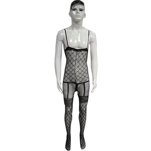 Men <b>Fishnet</b> Bodysuit Black Spandex Nylon Mid Rise Sexy Underwear Full Body Covering - Product Image 2