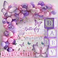 Nicro Prix Usine – Kit de Décoration Thème Papillon Rose et Violet pour Fête : Ballons, Boîte en Papier, Décoration de Gâteau – Anniversaire, Baby Shower