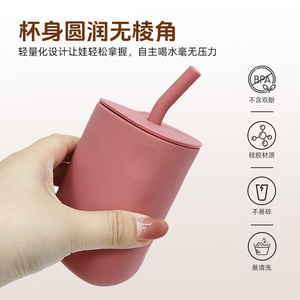 Gobelet à eau pour bébé en silicone en forme de pomme, sans BPA, qualité alimentaire, pour enfants de 0 à 12 mois, avec paille - Product Image 4
