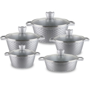 Modern 10-Piece Aluminum <strong>Pot</strong> Set Dragon Scale Non-Stick Deep-Frying Die-Cast <strong>Fish</strong> Scale Medical Rice Stone Soup <strong>Pot</strong> Marble - Product Image 4