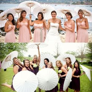 Parapluies en papier rustiques DIY chinois avec manche en bois sculpté pour accessoires de photographie, idéal pour baby shower, mariage, ou comme idées cadeaux blancs - Product Image 2