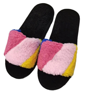 Nuovo autunno inverno testa d'aquila colorato da donna a fondo piatto scarpe <span class=keywords><strong>pelose</strong></span> da donna pantofole da donna - Product Image 2