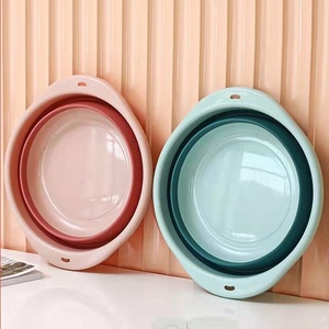 Lavabo Plegable Portátil Ovalado de Varios Tamaños para Viajes, Hogar, Cocina, Dormitorio Estudiantil, en Verde Claro, Rosa, Gris y Naranja, 44CM, 36CM, 28CM - Product Image 1