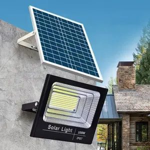 निविड़ अंधकार आउटडोर सुरक्षा Floodlight 100w 120w बैटरी संचालित दीवार घुड़सवार Dimmable सौर बाढ़ प्रकाश का नेतृत्व किया