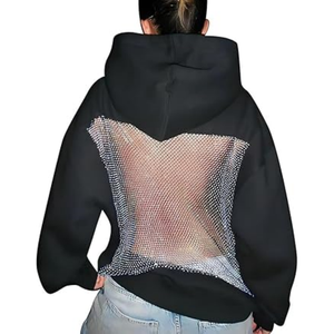 Sudadera con Capucha Y2K Personalizada de Malla Transparente, de Alta Calidad, Sexy, sin Espalda, Holgada - Product Image 5