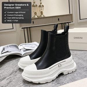 Botas de Plataforma de Cuero de Diseño de Lujo para Hombre y Mujer, Botines Gruesos de Alta Calidad, Zapatillas Nuevas - Product Image 1