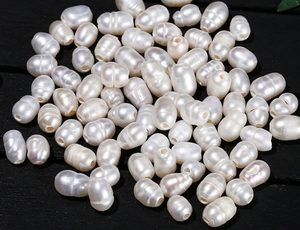 Natural 3-4mm Blanco/Rosa/Púrpura Barroco Perla de agua dulce Hilo Perforado lateral Corto 7 \ "Cadena Perlas sueltas - Product Image 4