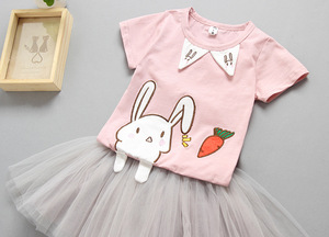 Importar productos de China: Conjunto de chándal de algodón suave para niñas, estilo formal de verano - Product Image 3