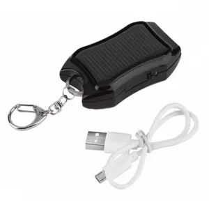 Mode Ontwerp Zonne-Energie Sleutelhanger Oplader Multifunctionele Mini Mobiele Power Bank Led Zaklamp Noodopladen Relatiegeschenk