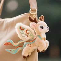 Porte-clés fantaisie en peluche super douce en coton PP brodé, motif cerf neuf couleurs, 12 cm, accessoires pour sac à dos, vente en gros