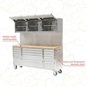 72 Inch Professional Workshop Tools Cart Multifunctional Mechanical Tool Cart Stainless Steel Utility Rolling Chest