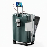 Valise multifonctionnelle à ouverture frontale avec cadre en aluminium, valise cabine 20 pouces, valise de voyage résistante aux chocs avec serrure à code