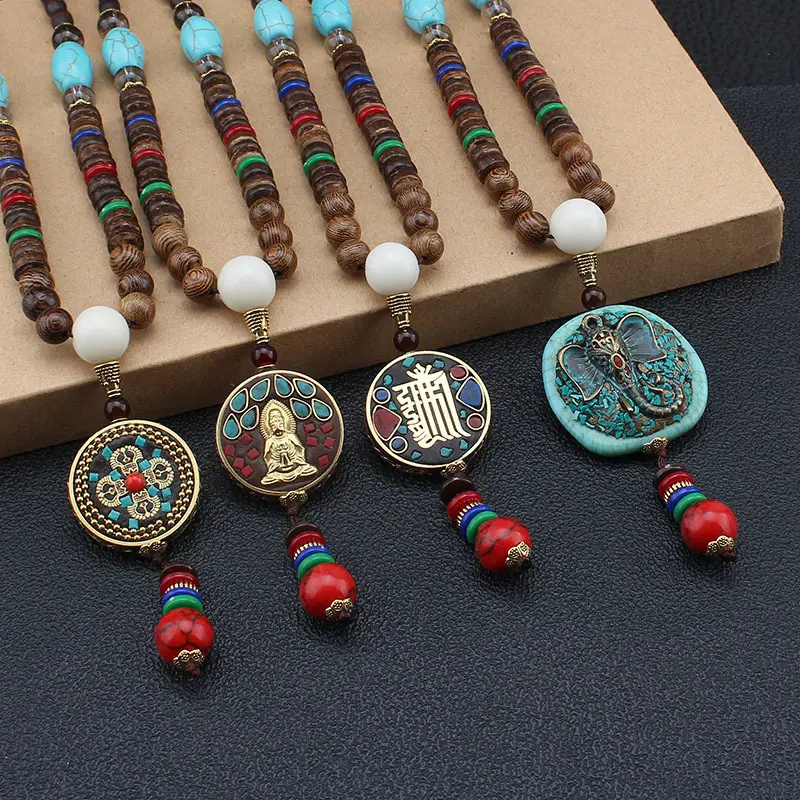 Pushi Sieraden Nieuwe Nepal Dames Sieraden Ketting Bohemian Vintage 80 Cm Lange Vrede Houten Kralen Handgemaakte Ketting Lot