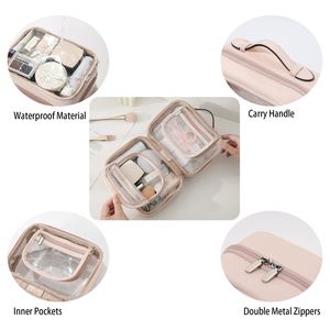 Clear Pvc Travel Wash <b>Toiletry</b> <b>Bag</b> Double Layers Waterproof Make up <b>Bag</b> for Women <b>Ladies</b> - Product Image 4