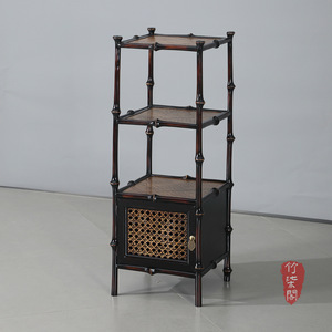 Bamboo Display Shelf Square Medium Size With Cabinet Tea Storage New Chinese Style Furniture - Product Image 2