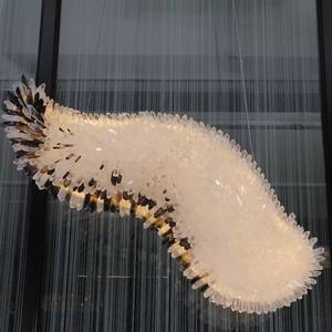 Lustre italien salon cristal de roche naturel hôtel villa salle à manger chambre design créatif ailes d'ange lumière décorative - Product Image 4