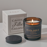 Vente en gros de pots à bougies design uniques en verre ambré vides de 8oz, 10oz, 12oz avec couvercles et boîtes