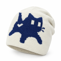 Bonnet en tricot jacquard Pixel Cat unisexe, style décontracté, chaud pour l'hiver, motif chat mignon, streetwear