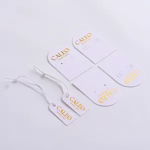 Kertas daur ulang kustom pakaian Tag ayunan garmen putih HangTag pribadi logo anting gantung Tag kartu perhiasan dengan logo