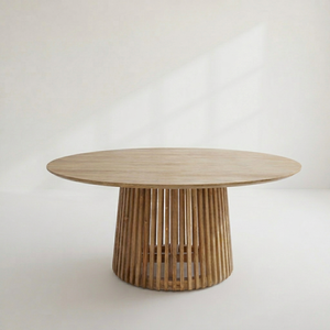 Table à manger ronde en acajou massif sur piétement, design moderne, 4 places, pour maison, villa, appartement - Product Image 1