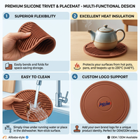 Tapis de cuisine isolant en silicone moderne, dessous de plat résistants à la chaleur, sous-verres légers et écologiques 10x10cm/16x16cm