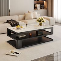 Table Basse Rectangulaire Style Moderne Minimaliste avec Rangement, Nouveau Mobilier de Maison en Verre et Métal pour Maison et Bureau