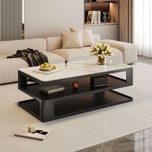 Modern Minimalist Style <strong>Rectangular</strong> Coffee <strong>Table</strong> with Storage New Home Furniture <strong>Glass</strong> and Metal for Home Office - Product Image 5