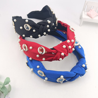 Serre-têtes en tissu et plastique de 6,5 cm de large avec perles et œil porte-bonheur, accessoires de coiffure scintillants pour Halloween, fêtes et cosplay
