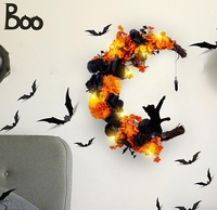 Guirlande d'Halloween Mooncat orange et noire en plastique, décoration moderne à suspendre à la porte extérieure