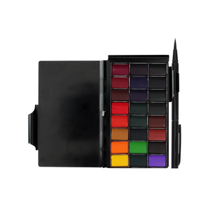 New Arrivals SeamiArt 24color Professional Grade Memo Pad Solid Watercolor Set on Paper with 1pc Metal/ <b>Paint</b> Brush Pen - Product Image 1